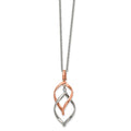 Chisel Stainless Steel Polished Rose IP-plated Twisted Pendant on a 16 inch Cable Chain with a 2 inch Extension Necklace, 18 x 15.2 mm