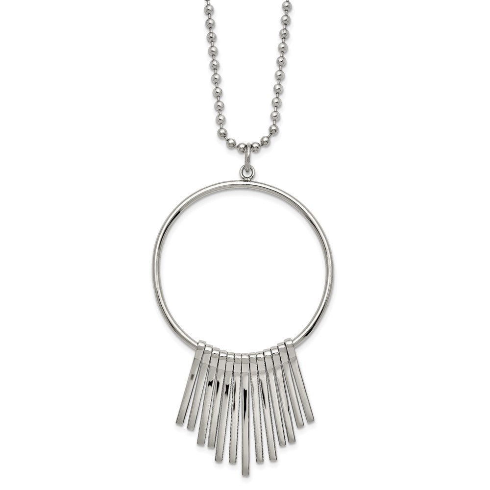 Chisel Stainless Steel Polished Circle with Bars Pendant on a 22 inch Ball Chain Necklace, 22 x 43.58 mm