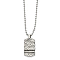 Chisel Stainless Steel Antiqued and Polished Hammered Reversible Dog Tag on a 22 inch Ball Chain Necklace, 22 x 18.19 mm