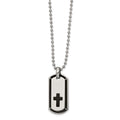 Chisel Stainless Steel Polished Black IP-plated Cross Dog Tag on a 22 inch Ball Chain Necklace, 22 x 16.7 mm