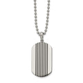 Chisel Stainless Steel Polished with Black Enamel Stripes Dog Tag on a 22 inch Ball Chain Necklace, 22 x 19.88 mm