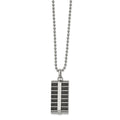 Stainless Steel 22in Polished Black IP-plated Laser Cut Rectangle Necklace, 22 mm