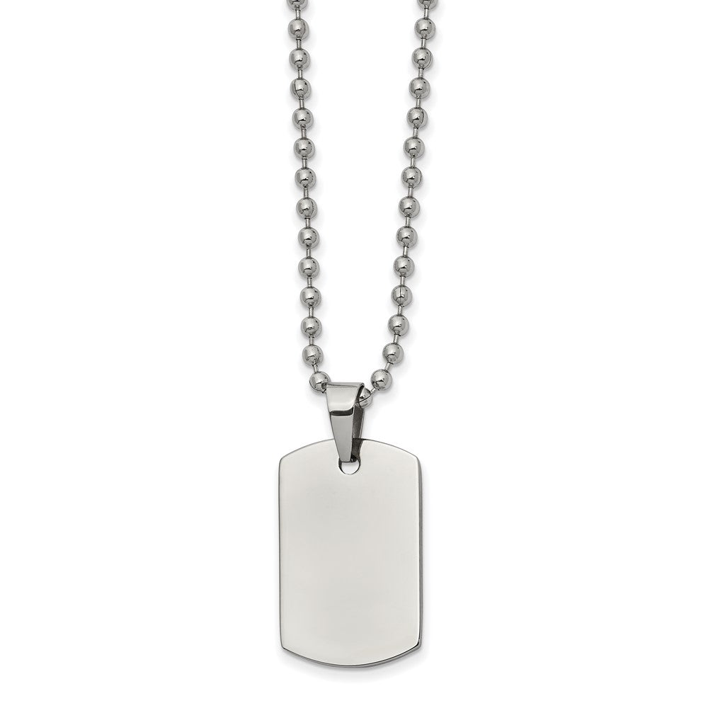 Chisel Stainless Steel Brushed and Polished Reversible Dog Tag on a 22 inch Ball Chain Necklace, 22 x 15.97 mm