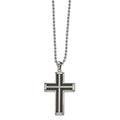 Chisel Stainless Steel Polished Black IP-plated Laser Cut Cross Pendant on a 22 inch Ball Chain Necklace, 22 x 30.96 mm