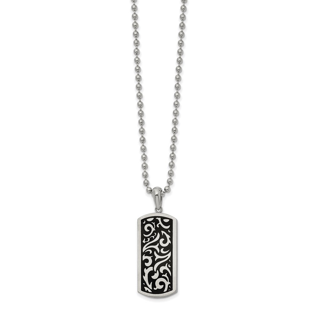 Chisel Stainless Steel Polished Enameled Swirl Design Dog Tag on a 22 inch Ball Chain Necklace, 22 x 15.09 mm