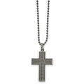Chisel Stainless Steel Antiqued and Polished Gun Metal IP-plated Cross Pendant on a 22 inch Ball Chain Necklace, 22 x 29.81 mm