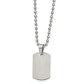 Chisel Stainless Steel Brushed and Polished Reversible Dog Tag on a 22 inch Ball Chain Necklace, 22 x 14.2 mm