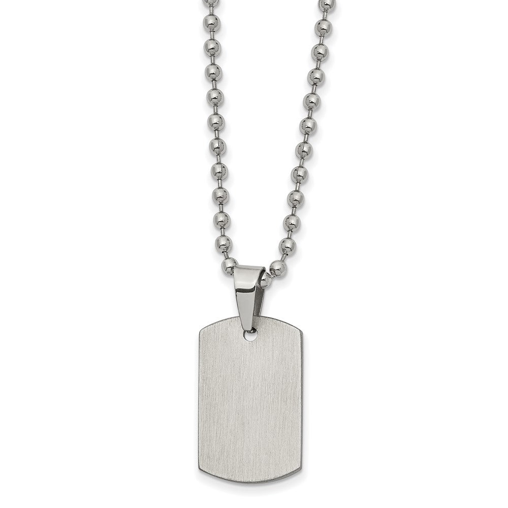Chisel Stainless Steel Brushed and Polished Reversible Dog Tag on a 22 inch Ball Chain Necklace, 22 x 14.2 mm