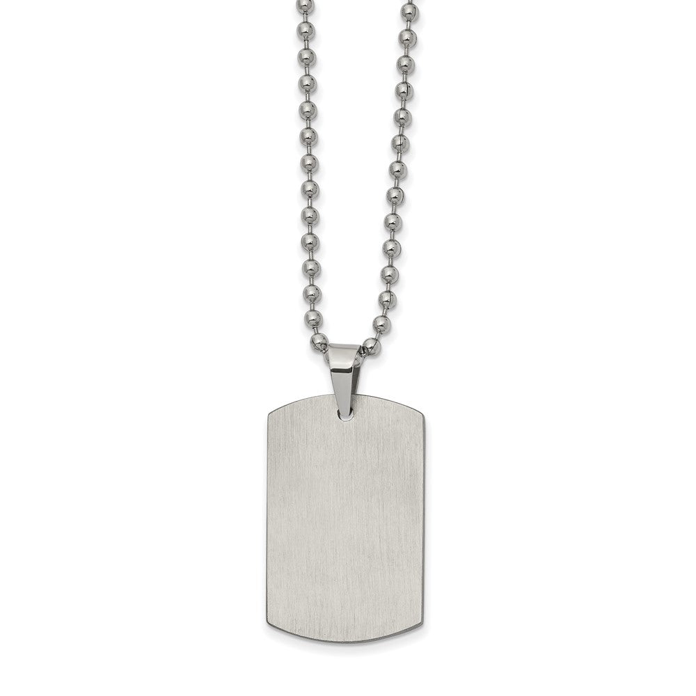 Chisel Stainless Steel Brushed and Polished Reversible Dog Tag on a 22 inch Ball Chain Necklace, 22 x 20.16 mm