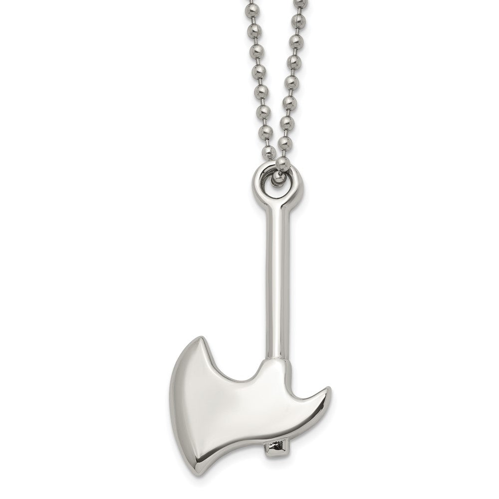 Chisel Stainless Steel Polished Hatchet Pendant on a 22 inch Ball Chain Necklace, 22 x 26.83 mm