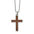 Stainless Steel Polished w/Carbon Fiber & Wood Inlay Reversible Necklace, 22 x 29.94 mm