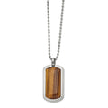 Chisel Stainless Steel Polished with Tiger's Eye Dog Tag on a 22 inch Ball Chain Necklace, 22 x 22.95 mm