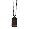 Chisel Stainless Steel Polished Black IP-plated with Tiger's Eye Dog Tag on a 22 inch Ball Chain Necklace, 22 x 22.86 mm