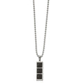 Stainless Steel Brushed & Polished Solid Black Carbon Fiber 22in Necklace, 22 mm