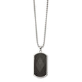 Chisel Stainless Steel Polished Solid Black Carbon Fiber Inlay Dog Tag on a 24 inch Ball Chain Necklace, 24 x 22.86 mm