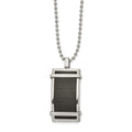 Stainless Steel 22in Polished Curved Solid Black Carbon Fiber Inlay Neckla, 22 mm