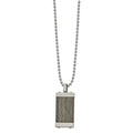 Chisel Stainless Steel Brushed with Grey Wood Inlay Pendant on a 24 inch Ball Chain Necklace, 24 x 17.99 mm