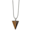 Chisel Stainless Steel Polished with Tiger's Eye Triangle Pendant on a 24 inch Ball Chain Necklace, 24 x 23.56 mm