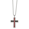 Chisel Stainless Steel Brushed and Polished with Fiber Glass Cross Pendant on a 22 inch Ball Chain Necklace, 22 x 31.24 mm