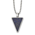 Chisel Stainless Steel Polished with Lapis Triangle Pendant on a 22 inch Ball Chain Necklace, 22 x 23.59 mm