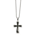 Stainless Steel Polished Black IP-plated Laser Cut JESUS Cross Necklace, 22 mm