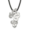 Stainless Steel Fancy CZ Pendant Necklace, 18 mm