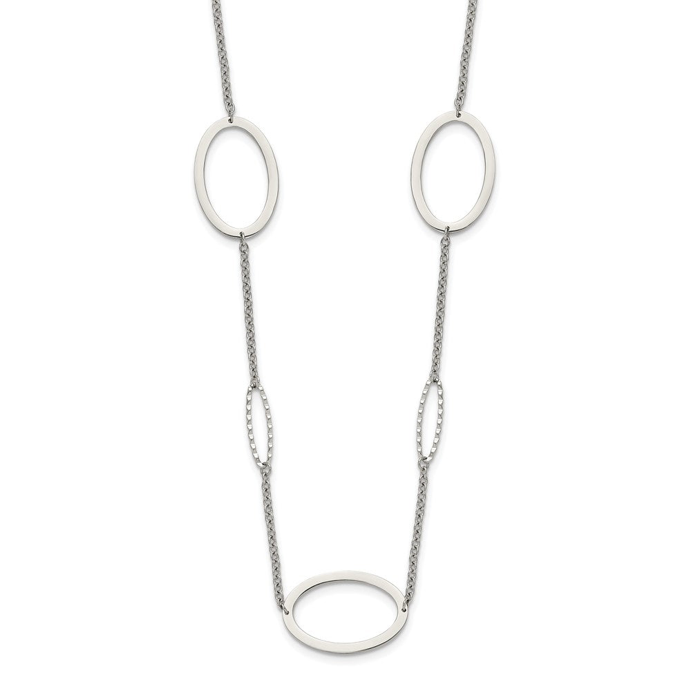 Chisel Stainless Steel Polished Fancy Oval Link 38 inch Necklace, 38 x 20.1 mm
