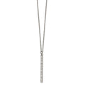 Chisel Stainless Steel Polished CZ Bar on a 16 inch Cable Chain Necklace, 16 mm