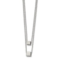 Chisel Stainless Steel Polished Square Beads on a Two Strand 17 inch Cable Chain with a 2 inch Extension Necklace, 19 x 5.95 mm