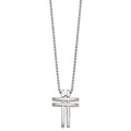 Stainless Steel Brushed and Polished 22in Cross Necklace, 22 mm
