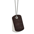 Chisel Stainless Steel Brushed Brown Woven Leather 2 Piece Dog Tags on a 22 inch Ball Chain Necklace, 22 x 28.19 mm