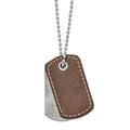 Chisel Stainless Steel Antiqued and Brushed with Brown Leather 2 Piece Dog Tags on a 22 inch Ball Chain Necklace, 22 x 27.79 mm