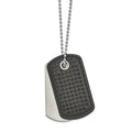Chisel Stainless Steel Brushed Black Textured Leather 2 Piece Dog Tags on a 22 inch Ball Chain Necklace, 22 x 27.73 mm