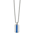 Stainless Steel Polished with Blue Enamel Dog Tag 20in Necklace, 20 mm