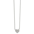 Chisel Stainless Steel Polished CZ Heart on a 17 inch Cable Chain with a 2.5 inch Extension Necklace, 19.5 x 11 mm