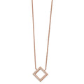 Chisel Stainless Steel Polished Rose IP-plated CZ Pendant on a 17 inch Cable Chain with a 2.5 inch Extension Necklace, 19.5 x 12.9 mm