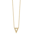Chisel Stainless Steel Polished Yellow IP-plated CZ Triangle on a 17 inch Cable Chain with 2.5 inch Extension Necklace, 19.5 x 12.6 mm