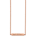 Chisel Stainless Steel Polished Rose IP-plated Enameled CZ ENJOY THE LITTLE THINGS Bar on a 16 inch Cable Chain with a 2 inch Extension Necklace, 18 mm