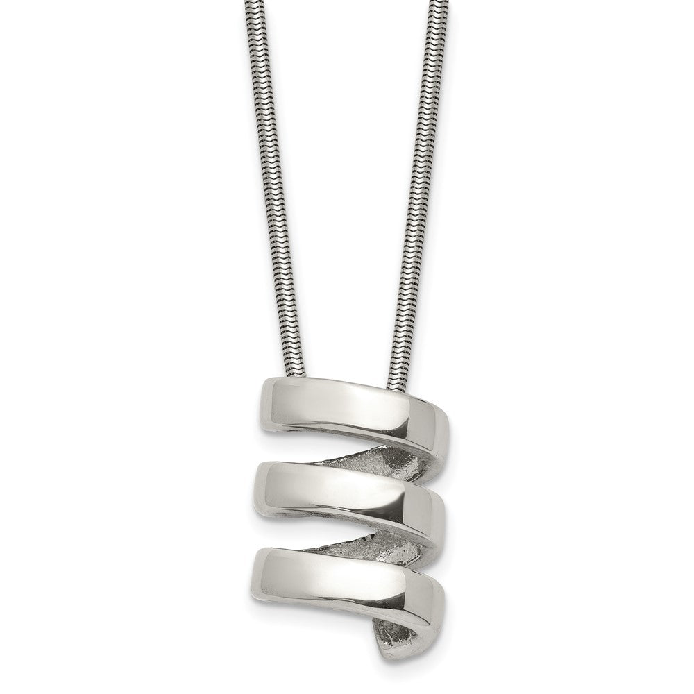 Chisel Stainless Steel Polished Fancy Twist Pendant on an 18 inch Snake Chain Necklace, 18 x 17 mm