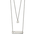 Chisel Stainless Steel Polished Heart and Bar Multi Strand 15.5 inch Cable Chain with a 1.5 inch Extension Necklace, 17 mm
