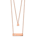 Chisel Stainless Steel Polished Rose IP-plated Heart and Bar Multi Strand 15.5 inch Cable Chain with a 1.5 inch Extension Necklace, 17 mm