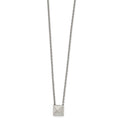 Stainless Steel Polished Pendant Square Stud 16in w/2 in ext  Necklace, 18 mm