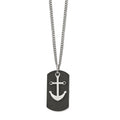 Stainless Steel Polished Black IP-plated Laser cut Anchor 22in Necklace, 22 mm