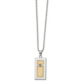 Chisel Stainless Steel Polished with 18k Gold Accent .025 carat Diamond Pendant on a 24 inch Ball Chain Necklace, 0.025 ct, 24 x 17.95 mm