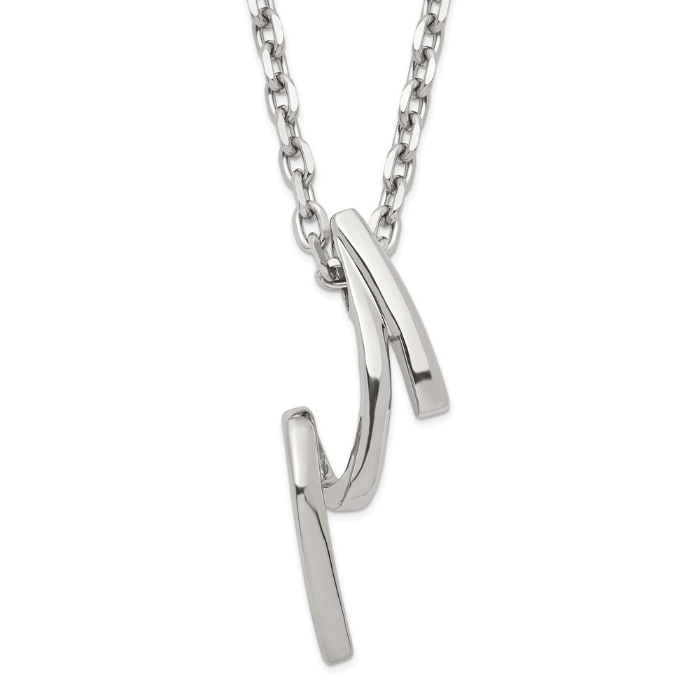 Stainless Steel Fancy Line Design Necklace, 18 mm
