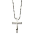 Chisel Stainless Steel Brushed and Polished Cross Pendant on an 18 inch Ball Chain Necklace, 18 x 19 mm