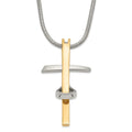 Stainless Steel Gold IP-plated Cross Necklace, 18 x 23.8 mm