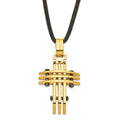 Stainless Steel Black & Yellow IP-plated Cross Necklace, 16 mm