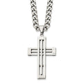 Chisel Stainless Steel Polished Cross Pendant on a 22 inch Curb Chain Necklace, 22 x 30 mm