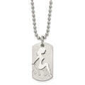 Stainless Steel Brushed & Polished Woman Silhouette Dog Tag 22in Necklace, 22 mm